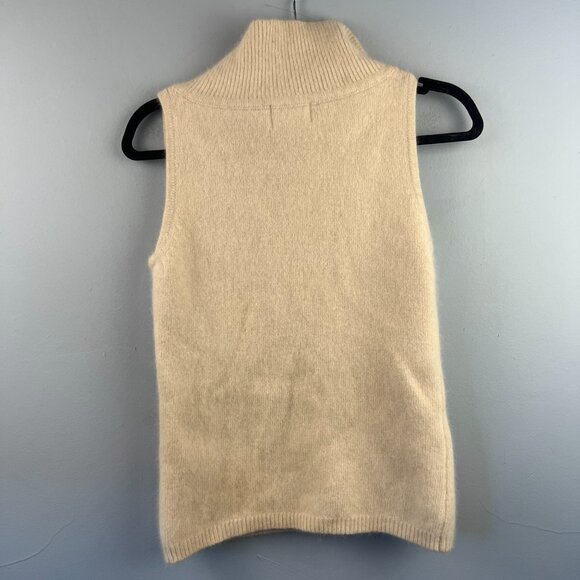 Vintage Caché Angora Off White Mock Neck Sleeveless Sweater Size L Quiet Luxury - Picture 4 of 4